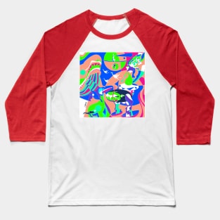 march of demons, fairies and ghost in the infernal bosch garden of delight ecopop art Baseball T-Shirt